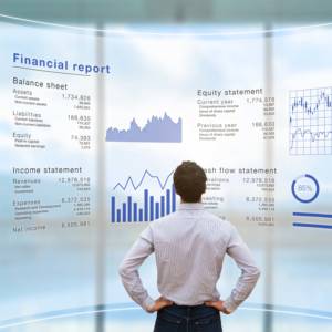 Man looking at a financial report
