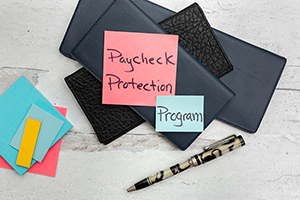 Government financial aid paycheck protection program on posted notes