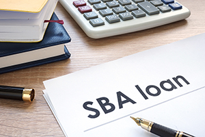 SBA loan form on an office table.