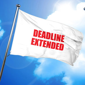 Flag waving with the words Deadline Extended