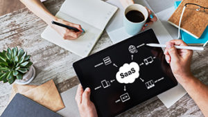 SaaS - software as a service. Internet and technology concept.