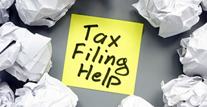 Tax Filing Help on black and white background - Small