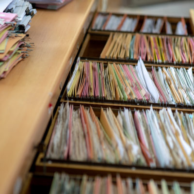 Important documents kept in the cabinet.