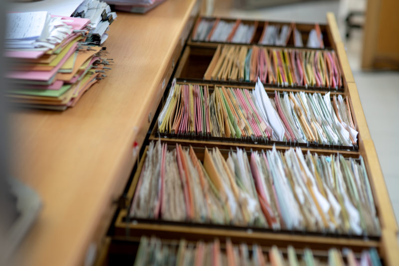 Important documents kept in the cabinet.